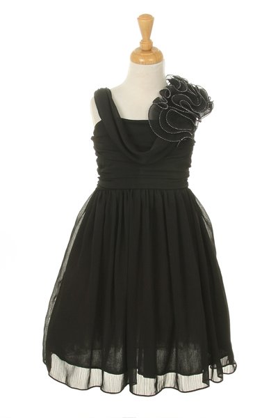 Black Cowl Neck Girl Dress